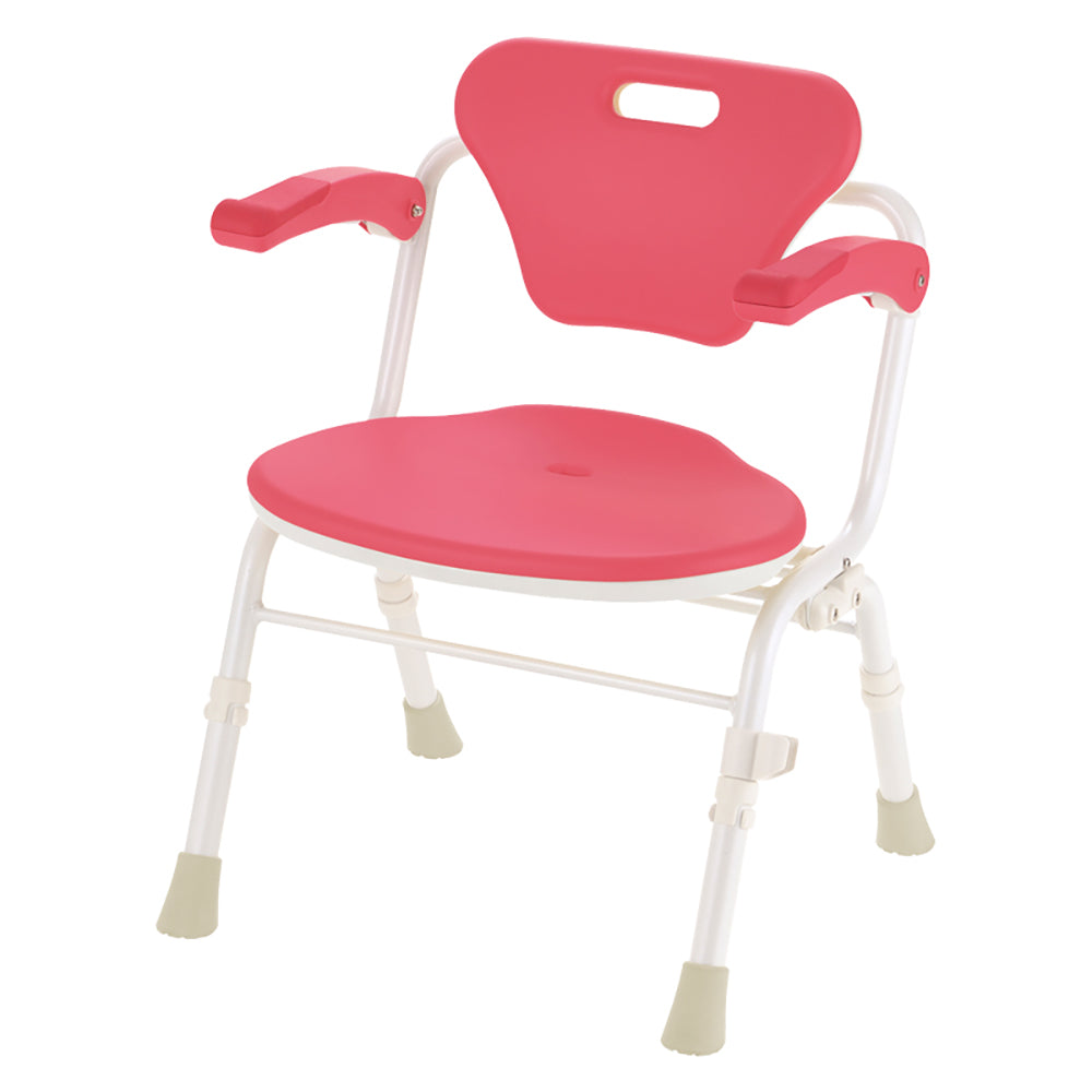 やわらかシャワーチェア クレオ 折りたたみ 肘掛け付き 防カビプラス ピンク 幅52cm(お風呂用椅子)