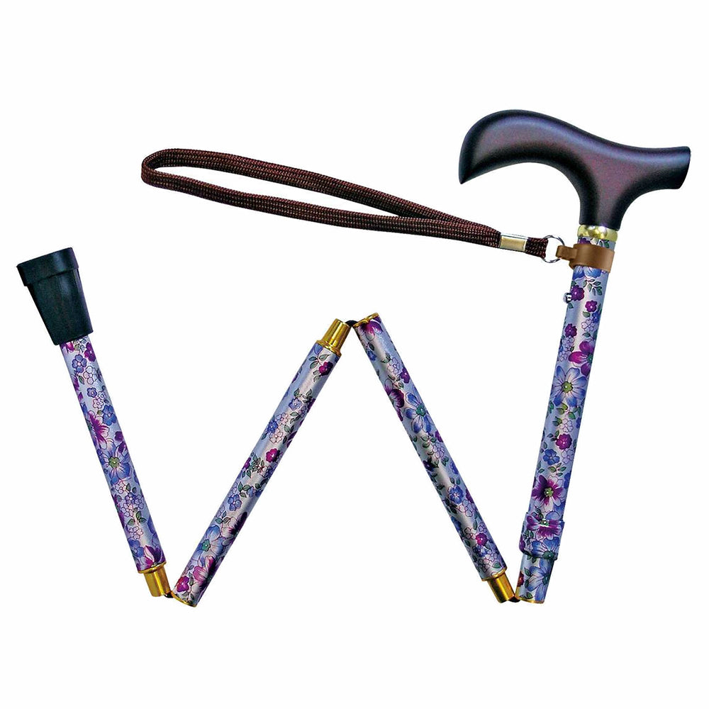 ウェルファン 夢ライフステッキ 柄杖折りたたみ伸縮型 桜ブラック